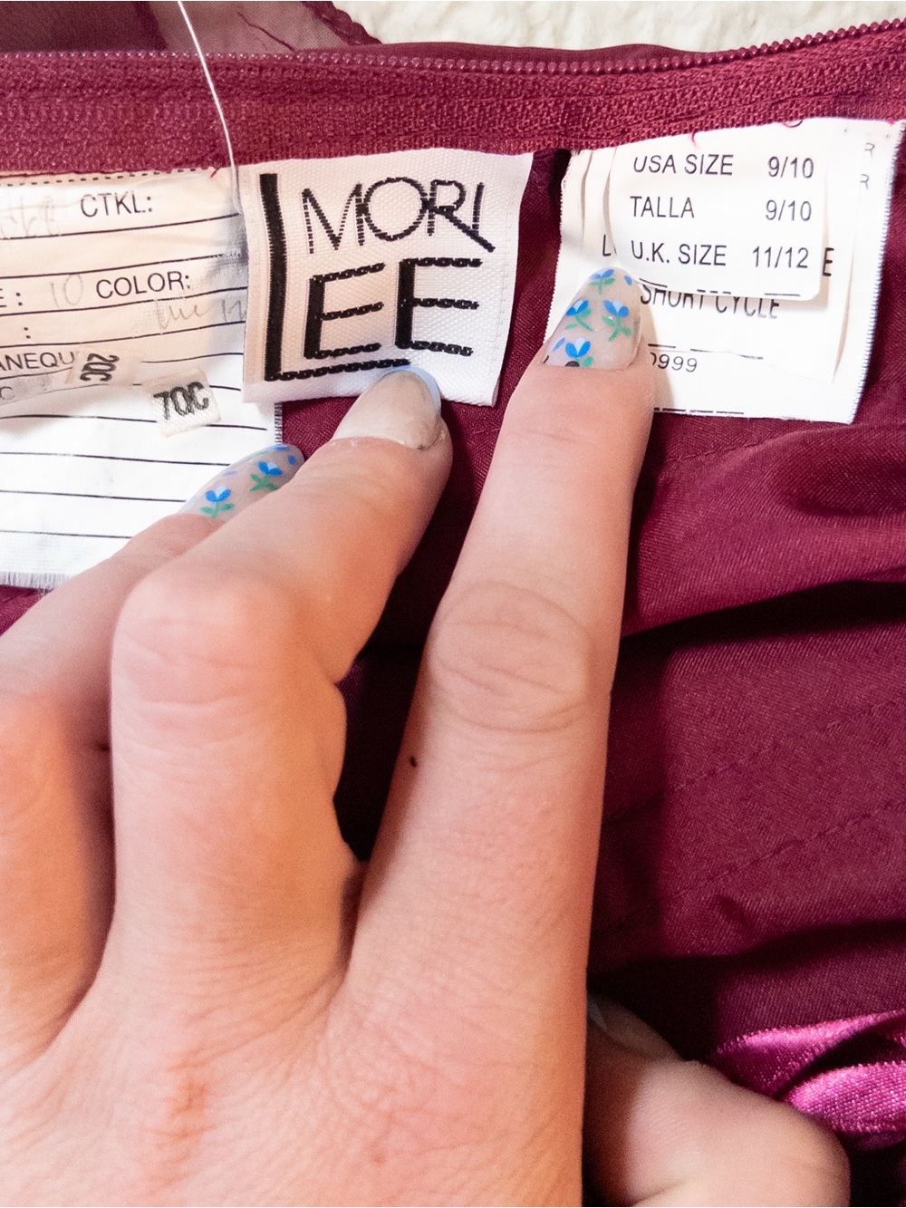 Title: Mori Lee Burgundy Formal Gown Size 11/12 Chiffon Evening Prom Dress - Picture 8 of 13